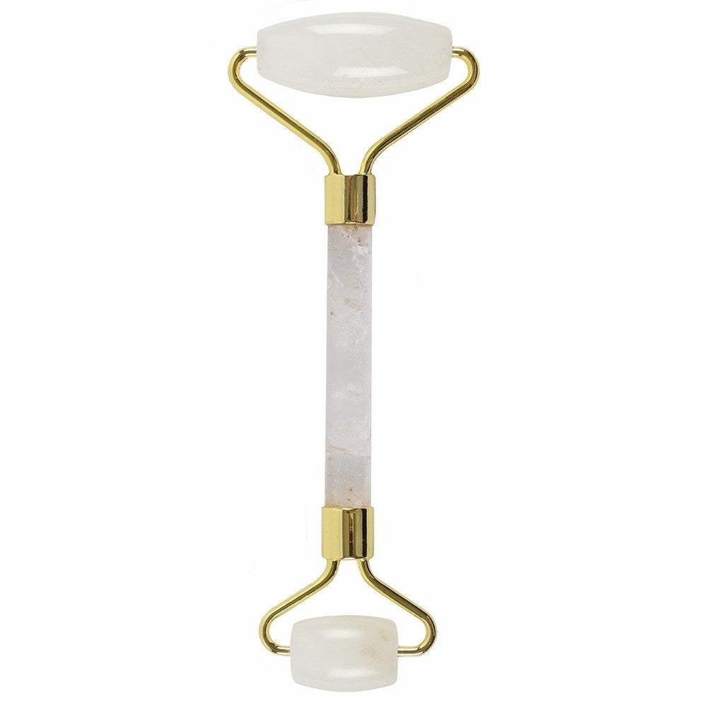 Gemstone Face Roller with Rock Quartz for skincare and facial massage.
