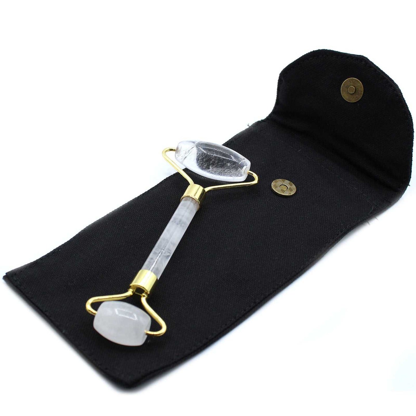 Gemstone Face Roller with Rock Quartz for skincare and facial massage.