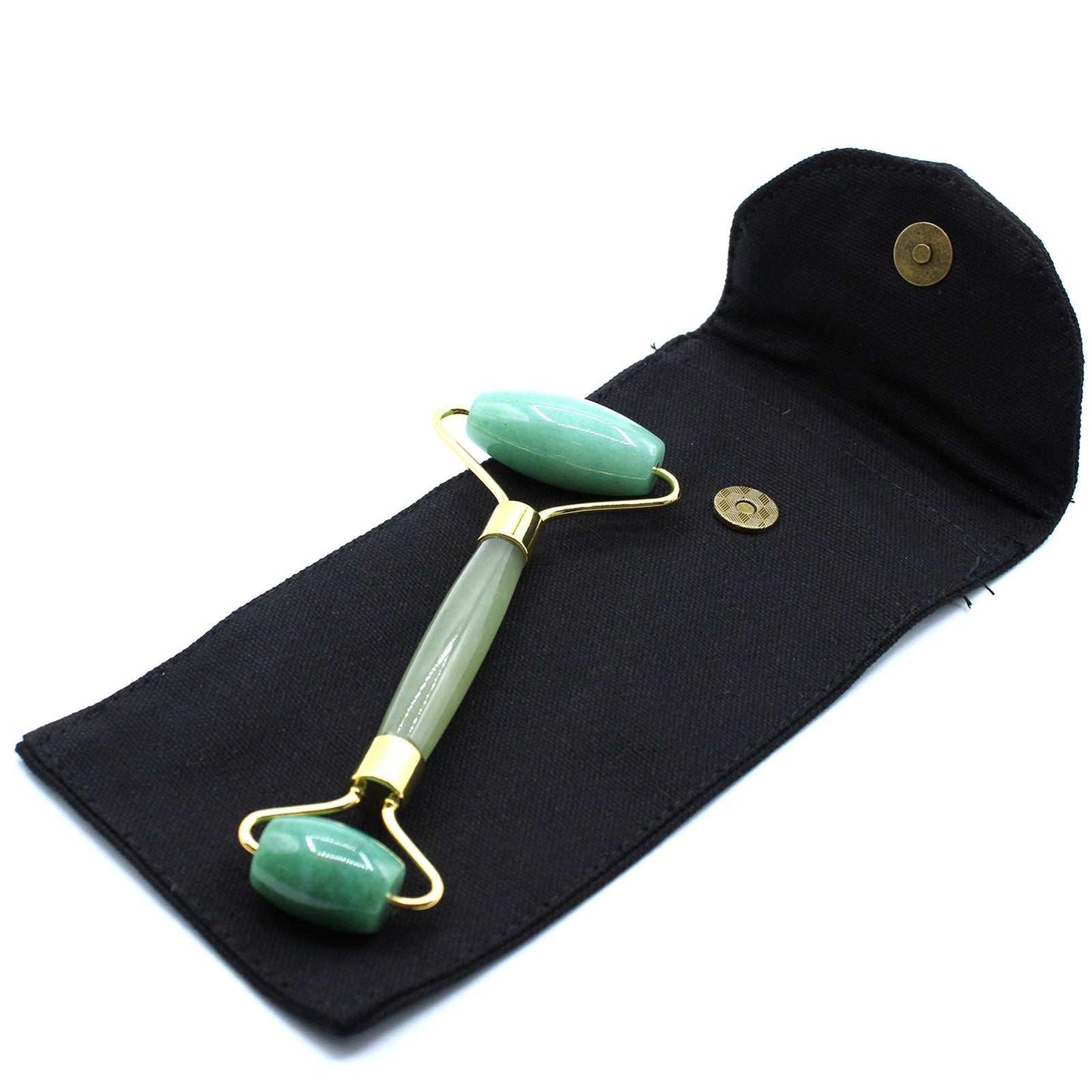 Gemstone Face Roller Jade for skincare, reduces puffiness, improves circulation, vegan-friendly.