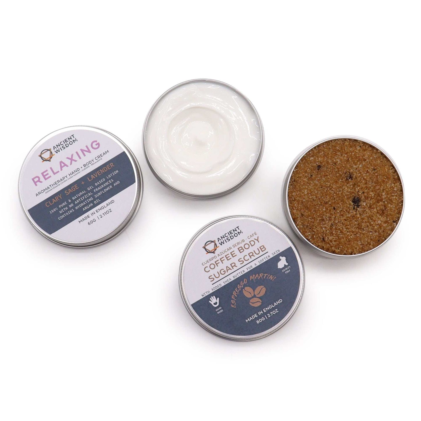Mindful Moments Self Care Kit with body scrub and relaxing body cream.