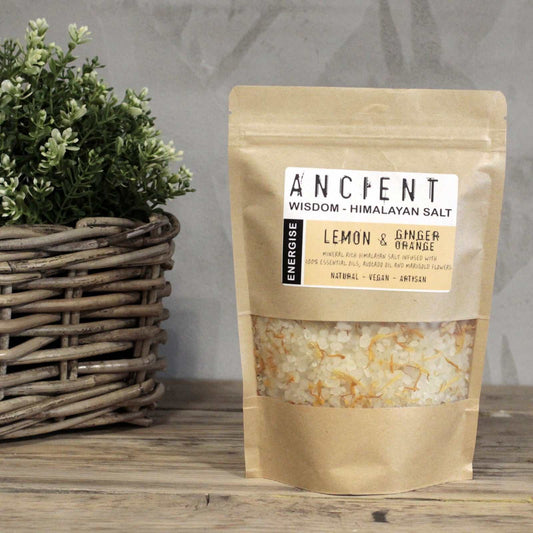 Himalayan Bath Salt Blend 500g Energise with citrus oils and calendula petals.