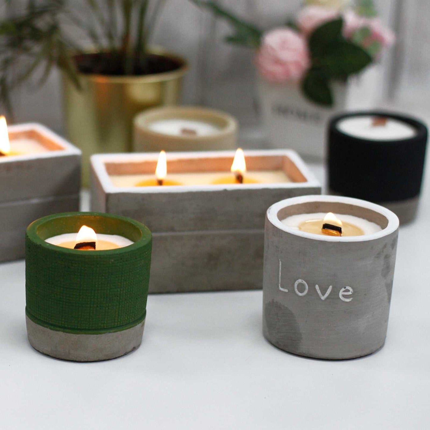 Large Round Concrete - Patchouli & Dark Amber