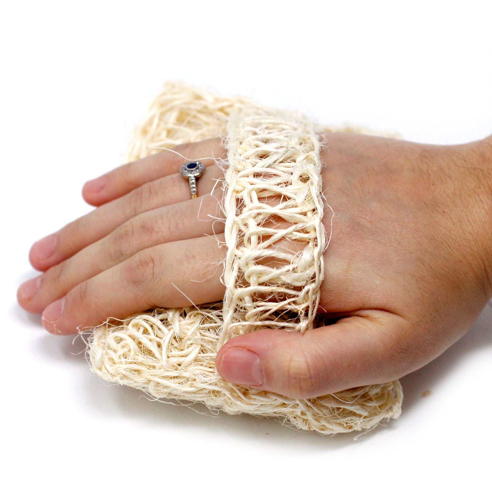 Sisal sponge for gentle exfoliation and skin softening.