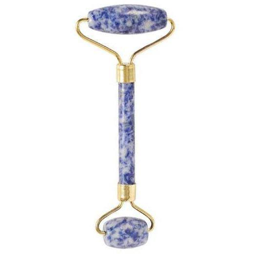 Gemstone Face Roller in Sodalite with dual ends for soothing skin and reducing puffiness.