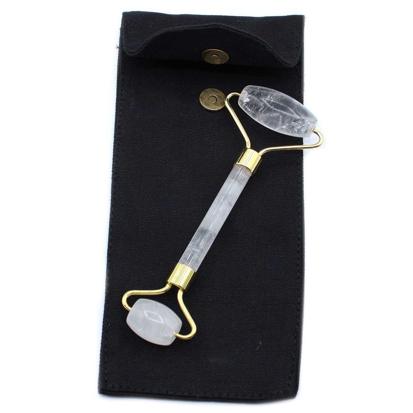 Gemstone Face Roller with Rock Quartz for skincare and facial massage.