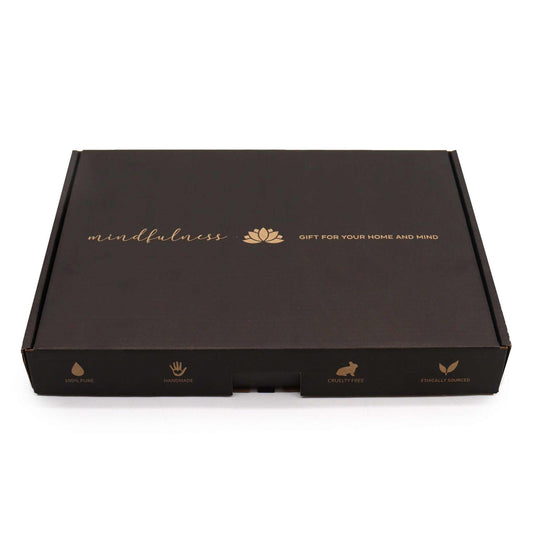 Mindful Moments Self Care Kit packaging with a focus on relaxation and well-being.