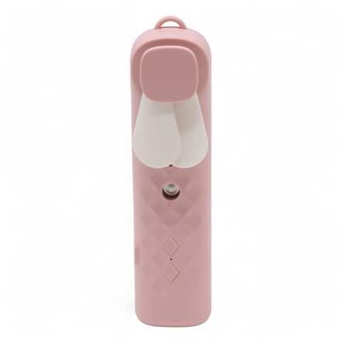 Compact pink USB rechargeable nano mist face fan and spray for cooling hydration on the go