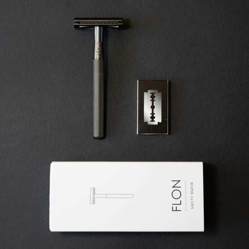 FLON Eco-friendly Reusable Safety Razors in various colors displayed on a white surface.