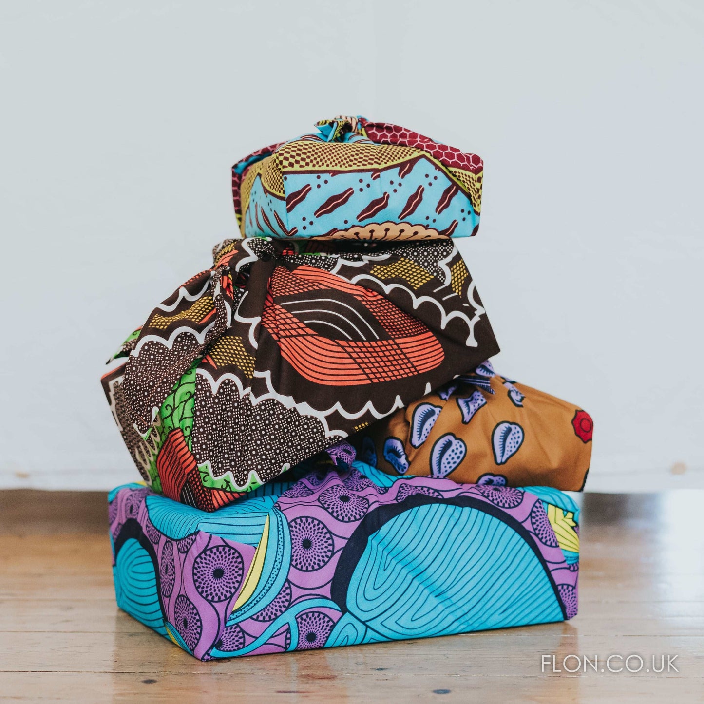 Reusable Furoshiki-inspired Ankara Gift Wraps, vibrant and eco-friendly fabric, pack of 2.