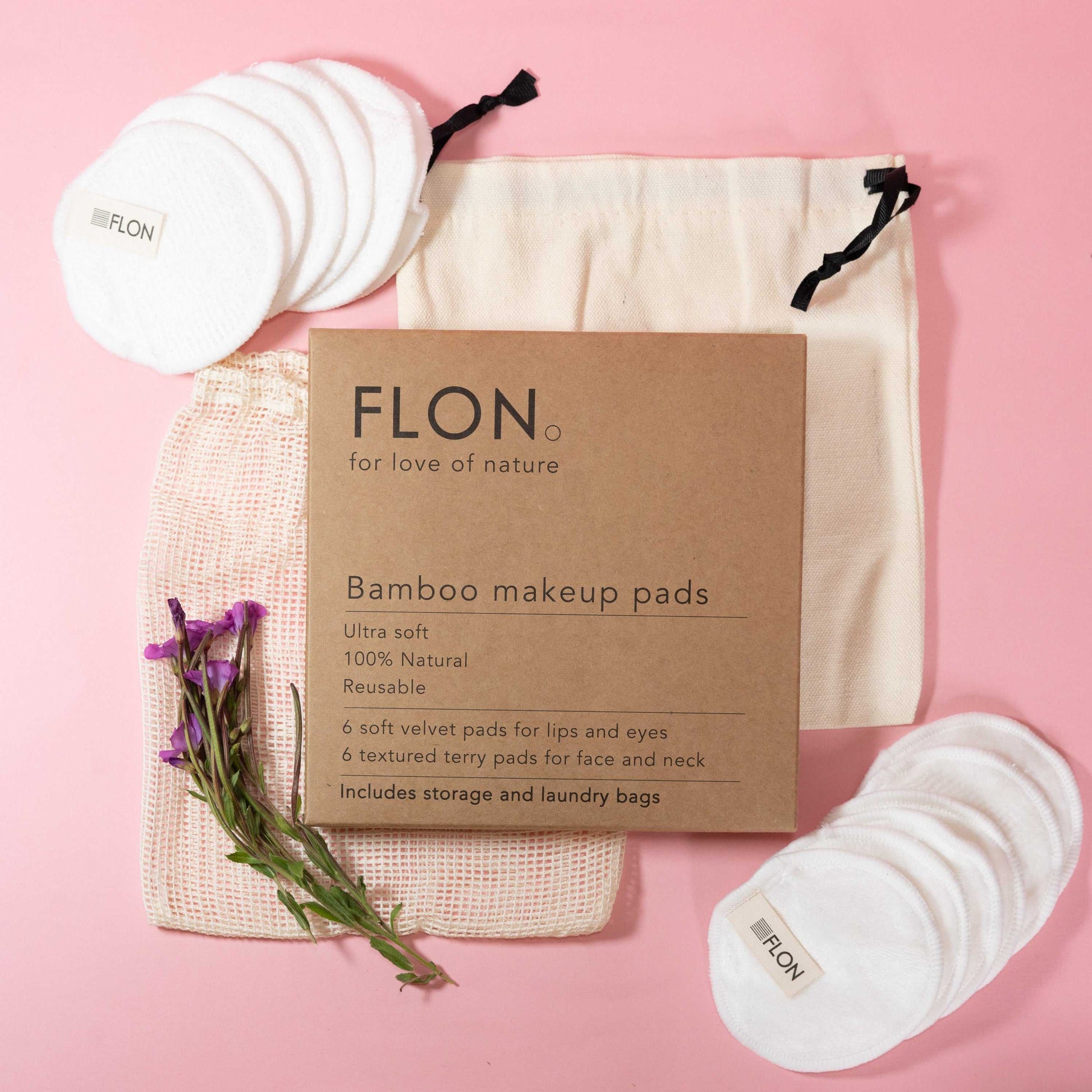 Reusable Bamboo Makeup Remover Pads x12 + Mesh Storage Bag