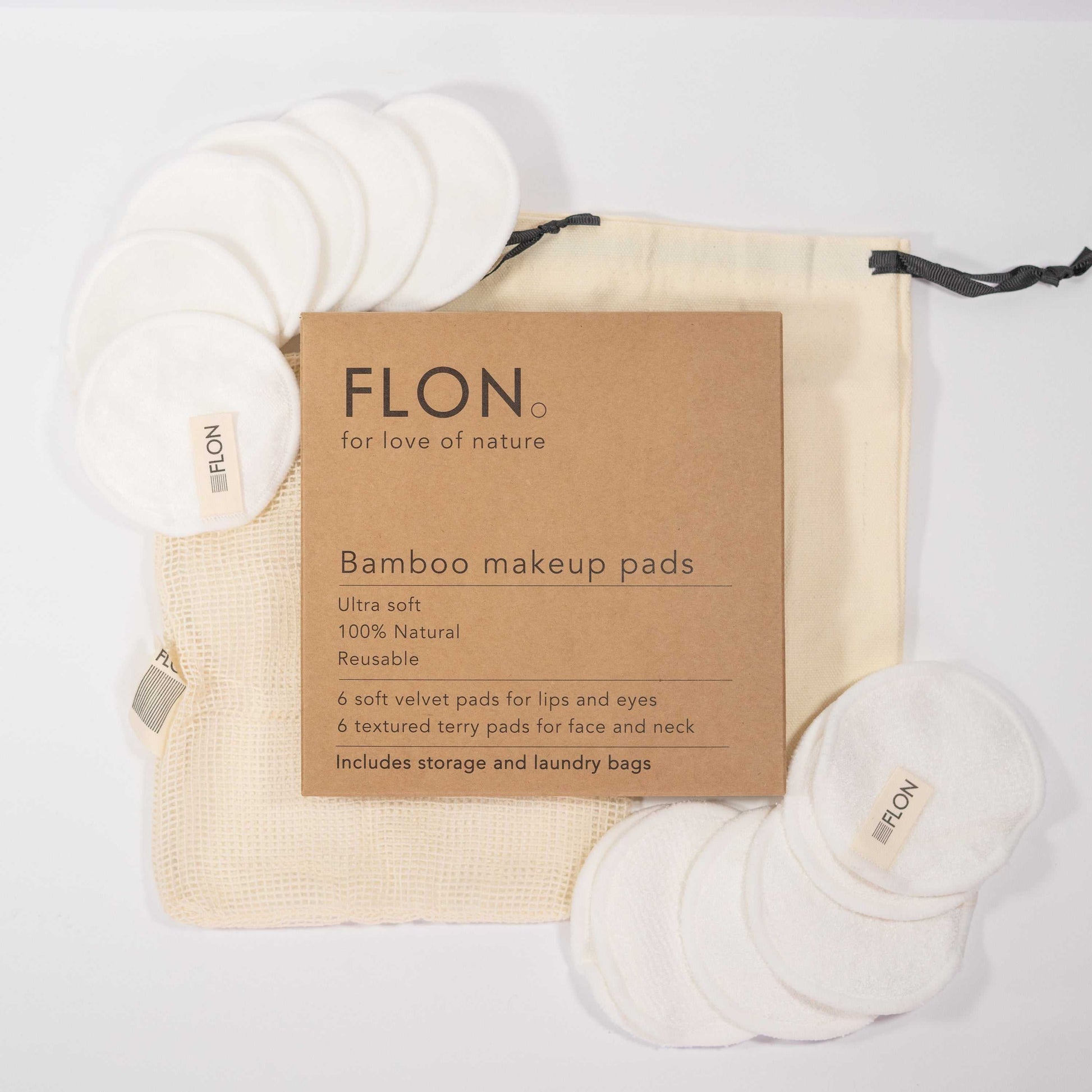 Reusable Bamboo Makeup Remover Pads x12 + Mesh Storage Bag
