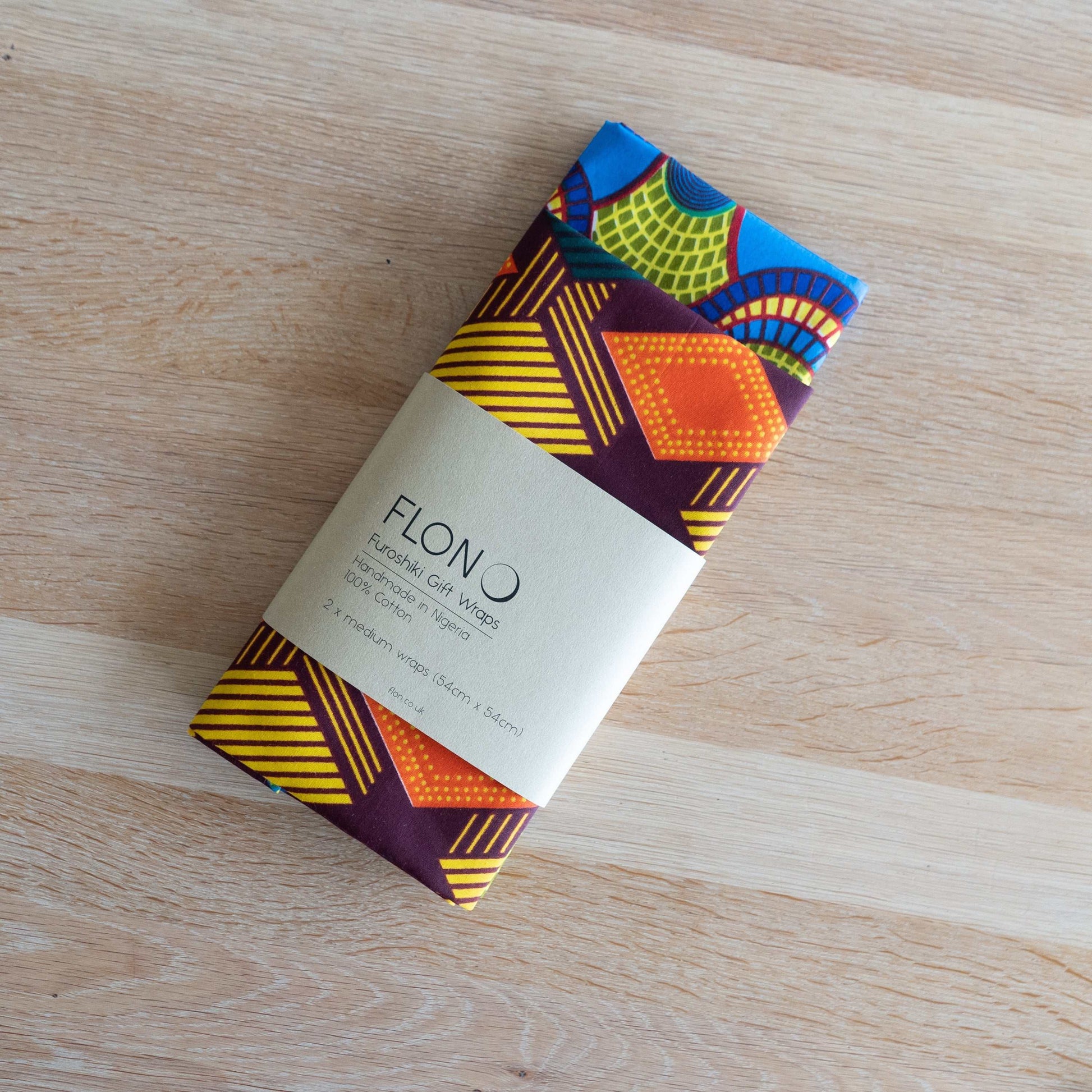 Reusable Furoshiki-inspired Ankara Gift Wraps, vibrant and eco-friendly fabric, pack of 2.