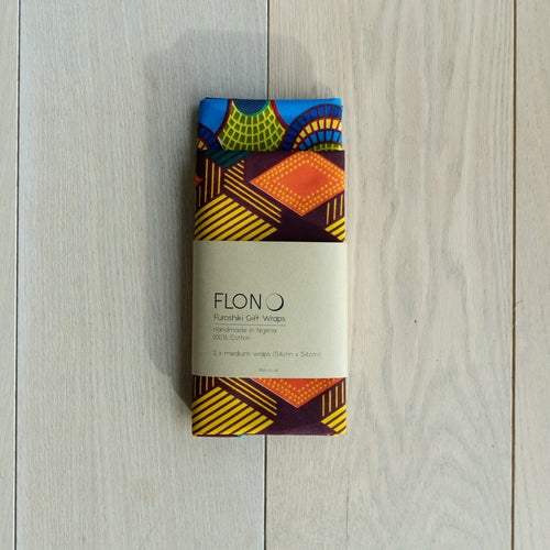 Reusable Furoshiki-inspired Ankara Gift Wraps, vibrant and eco-friendly fabric, pack of 2.