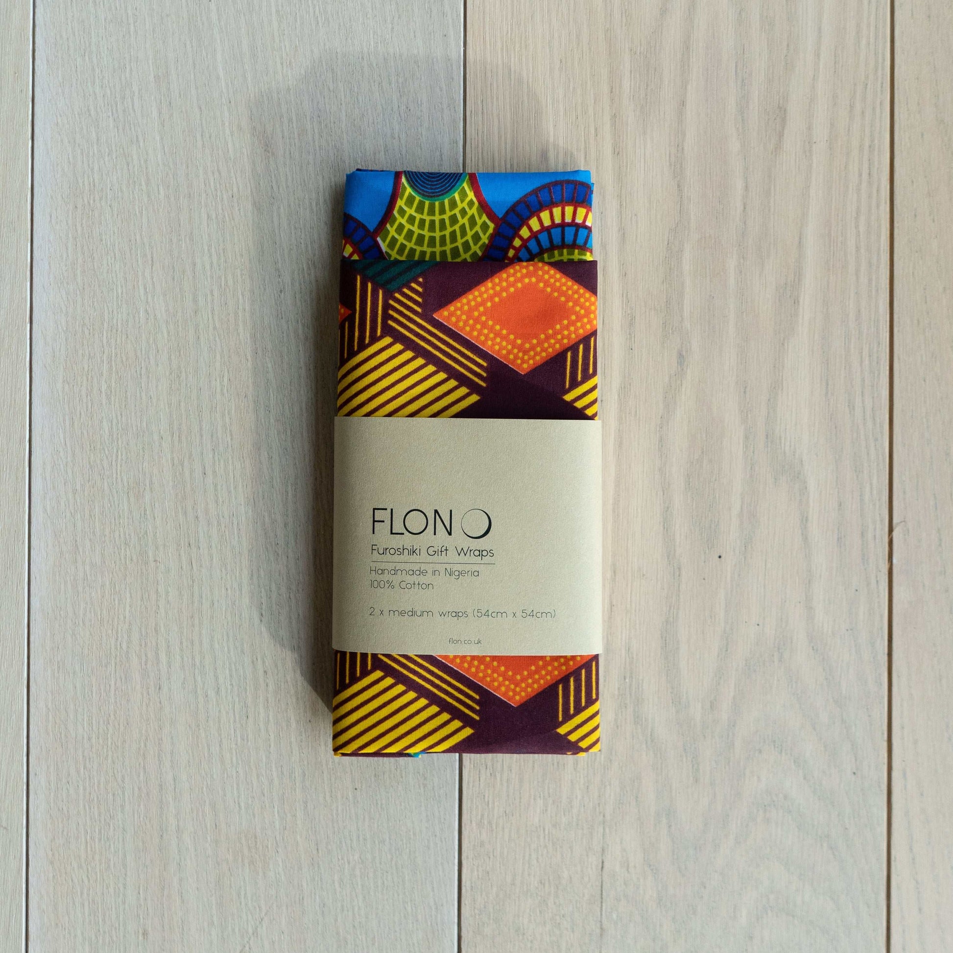 Reusable Furoshiki-inspired Ankara Gift Wraps, vibrant and eco-friendly fabric, pack of 2.