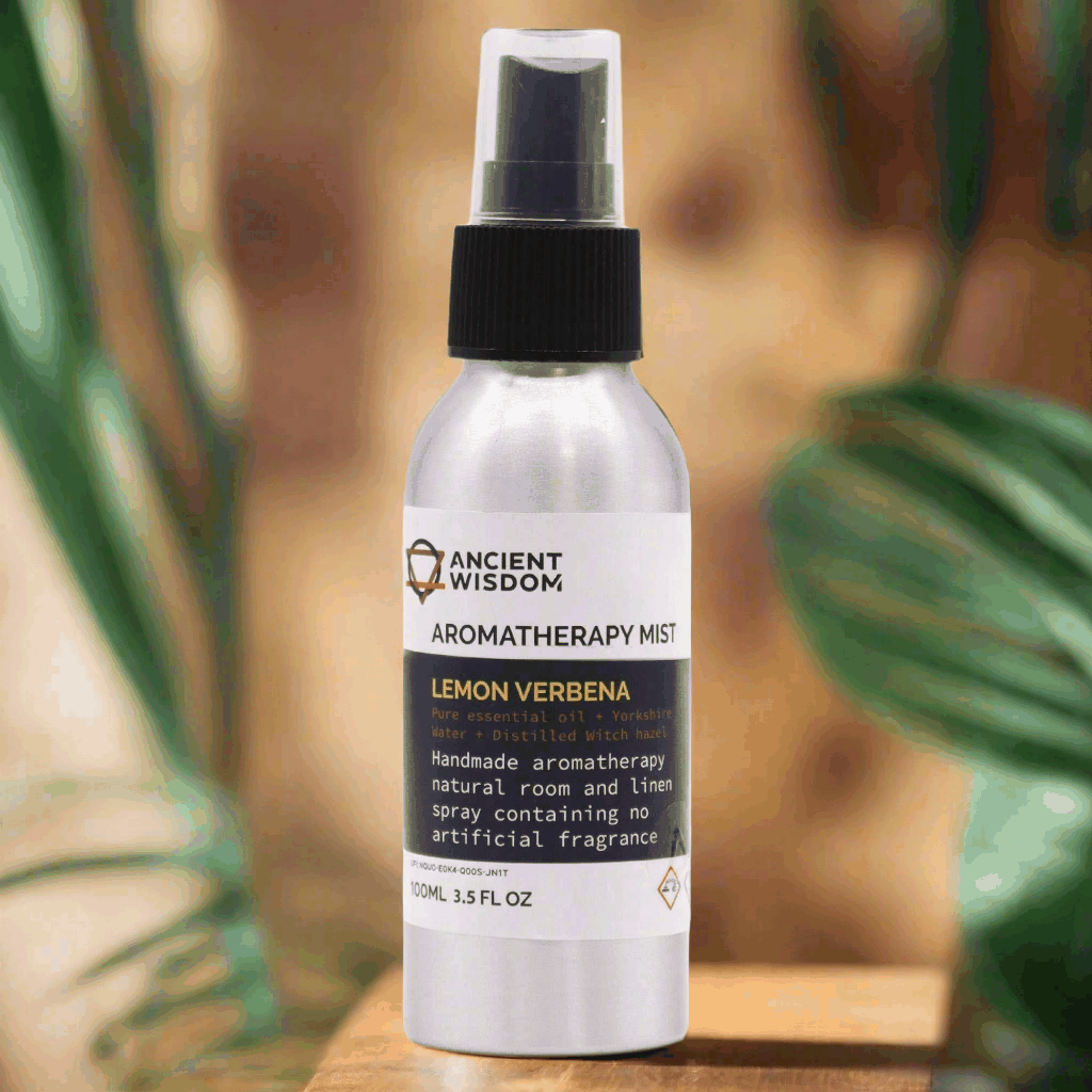 100ml bottle of lemon verbena essential oil mist for refreshing and uplifting aroma.