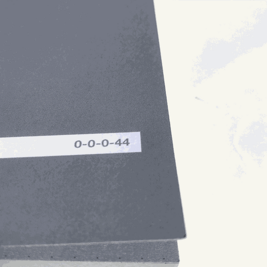 Grey Colour Notebook – A6 Dot Grid, sustainable recycled cover, close-up.