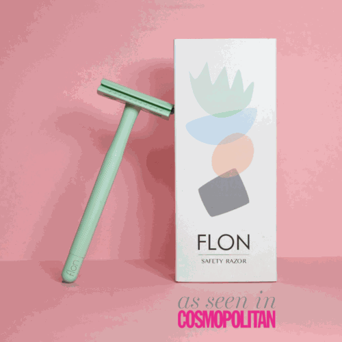 Single 2.0 Safety Razor with longer handle and unisex design on bathroom counter.